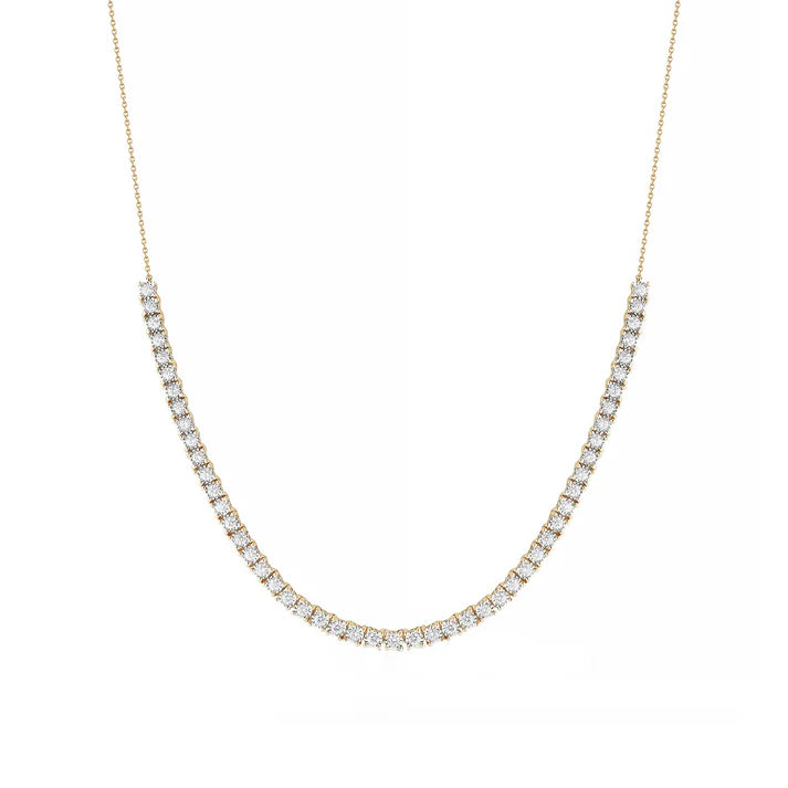 5ct Diamond Yellow Gold Half Tennis Necklace