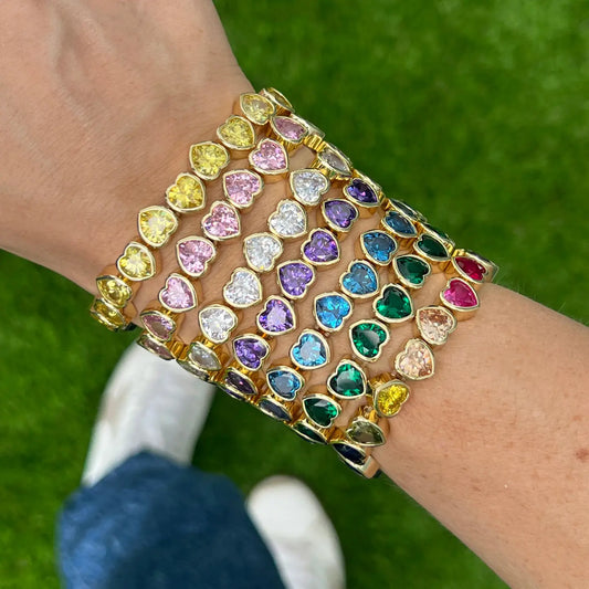 Gold Filled Bezel Stretch Heart Bracelet