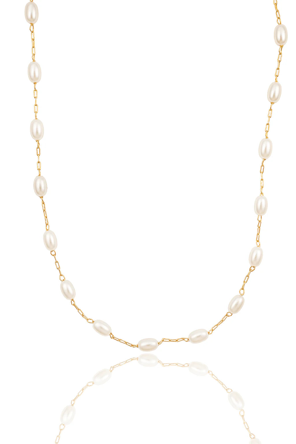 Gold Filled Pearl Oval Paperclip Necklace