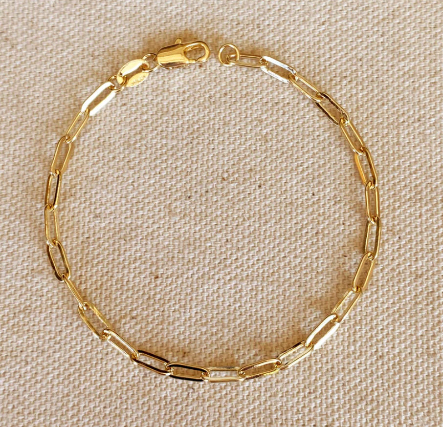 18k Gold Filled Short Link Paperclip Bracelet