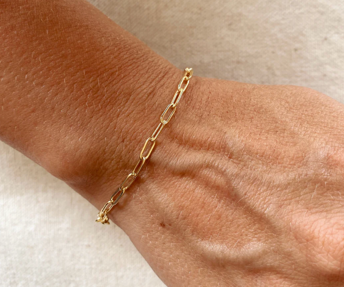 18k Gold Filled Short Link Paperclip Bracelet