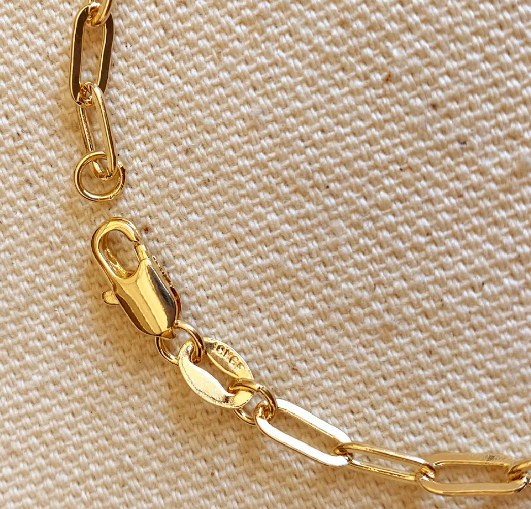 18k Gold Filled Short Link Paperclip Bracelet