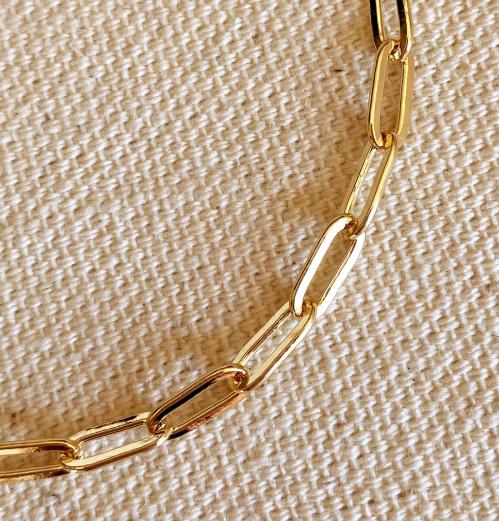 18k Gold Filled Short Link Paperclip Bracelet