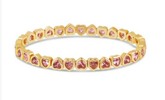 MINI PINK STRETCHY BEZEL HEART BRACELET